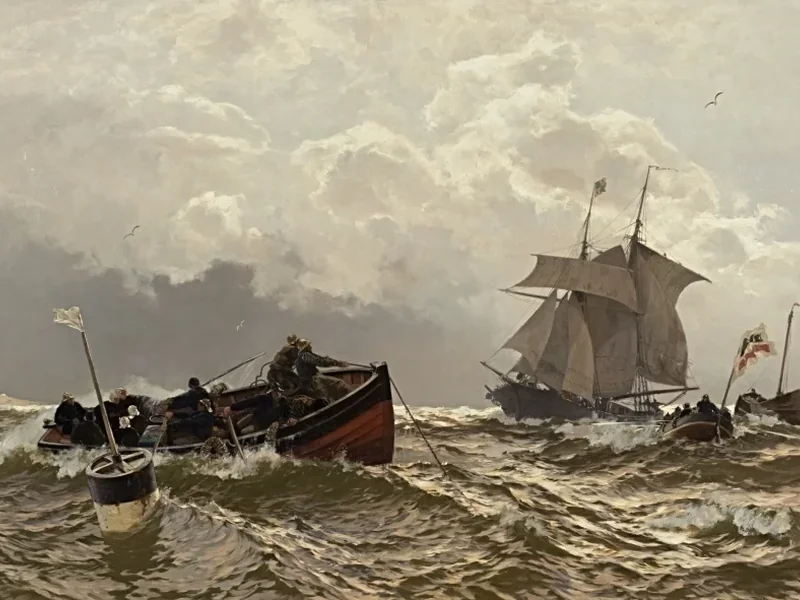 1847-Carl Saltzmann - Imbarco al largo della costa olandese
